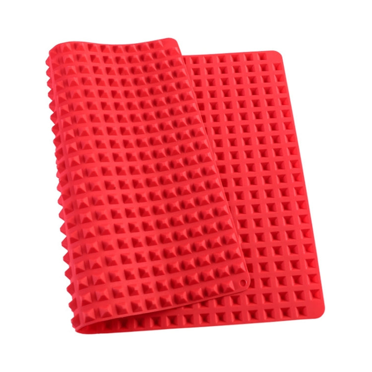Silicone Pyramid Baking Chicken Mat Oil Filter Oil Separation Baking Mat BBQ Bread Cookie Oven Baking Mat(Red)