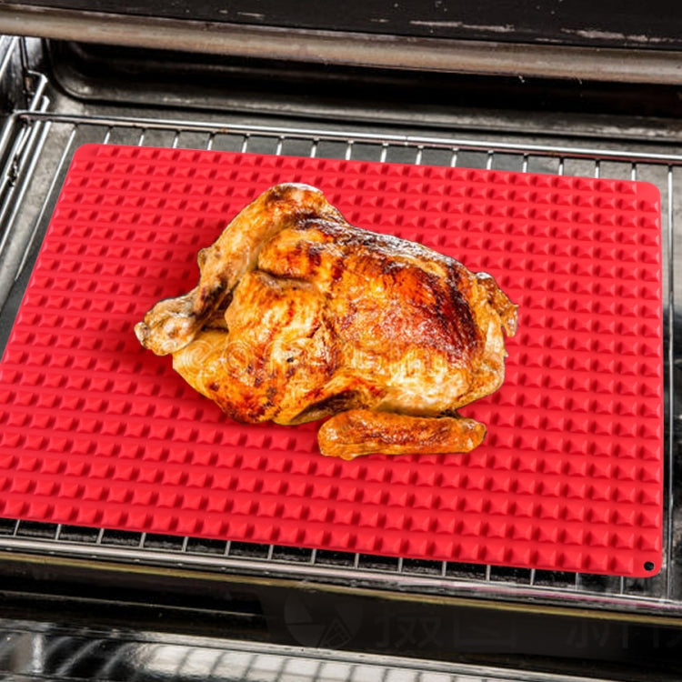 Silicone Pyramid Baking Chicken Mat Oil Filter Oil Separation Baking Mat BBQ Bread Cookie Oven Baking Mat(Black)