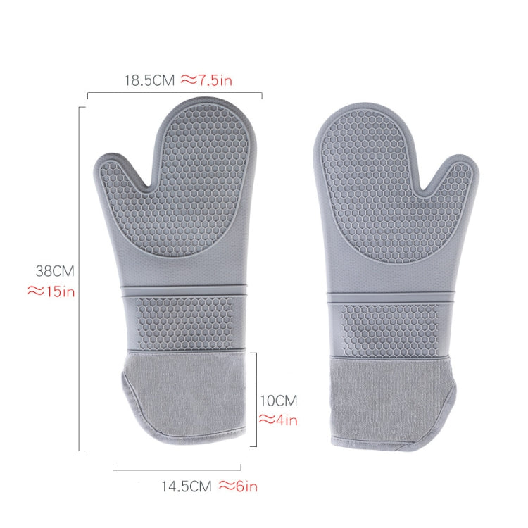 ZYA-426 Longer And Thicker Insulated Gloves Silicone Kitchen Baking Gloves(Black)