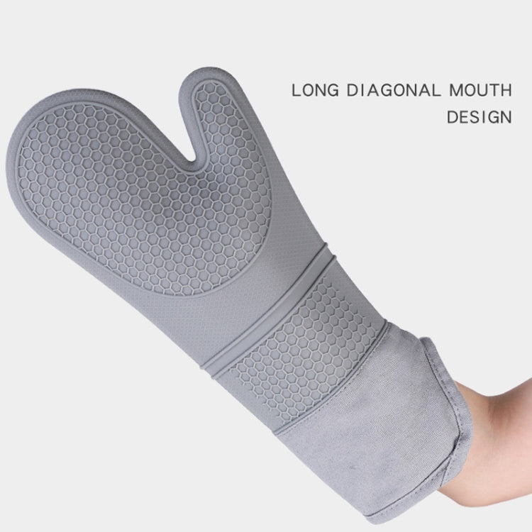 ZYA-426 Longer And Thicker Insulated Gloves Silicone Kitchen Baking Gloves(Black)
