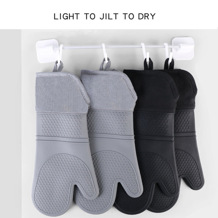 ZYA-426 Longer And Thicker Insulated Gloves Silicone Kitchen Baking Gloves(Gray)