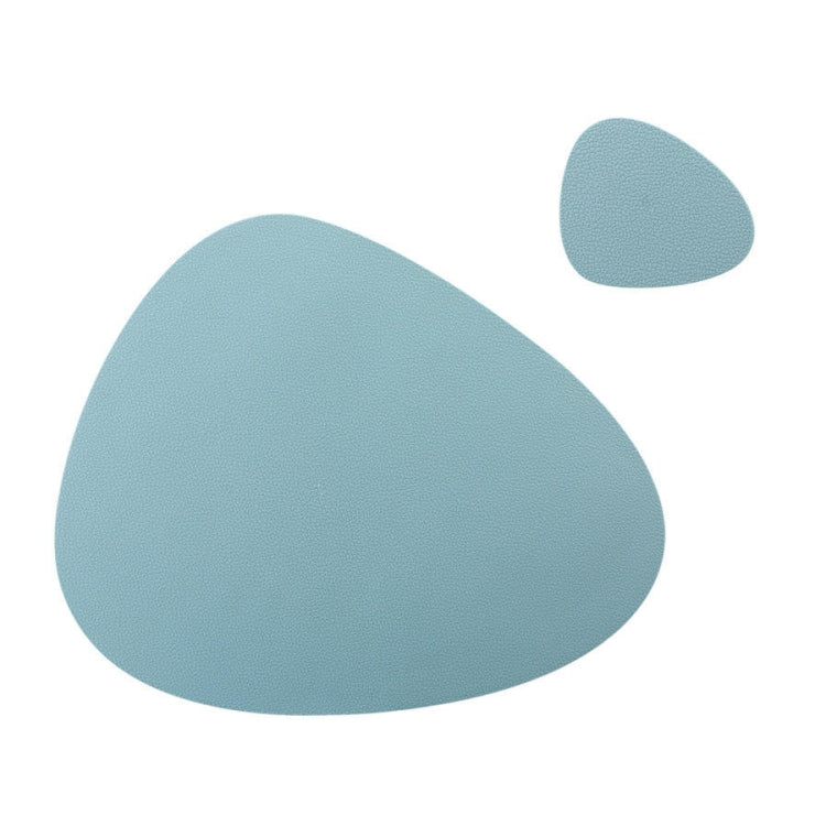 Placemat+Coaster Silicone Placemat Insulation Texture Scalloped Cushion(Blue)