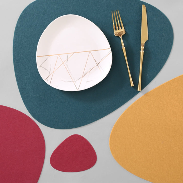 Placemat+Coaster Silicone Placemat Insulation Texture Scalloped Cushion(Red)