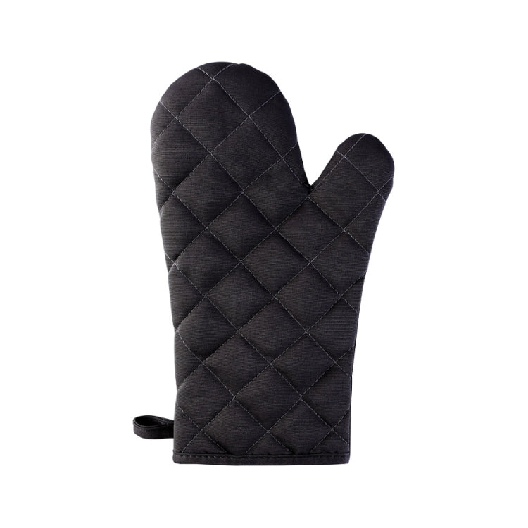 Cotton Insulated Diamond Thickened Gloves Hookable Storage Oven Microwave Baking Gloves(Black)