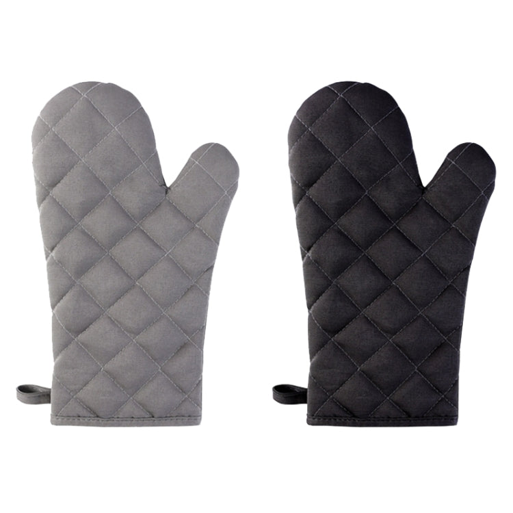 Cotton Insulated Diamond Thickened Gloves Hookable Storage Oven Microwave Baking Gloves(Gray)