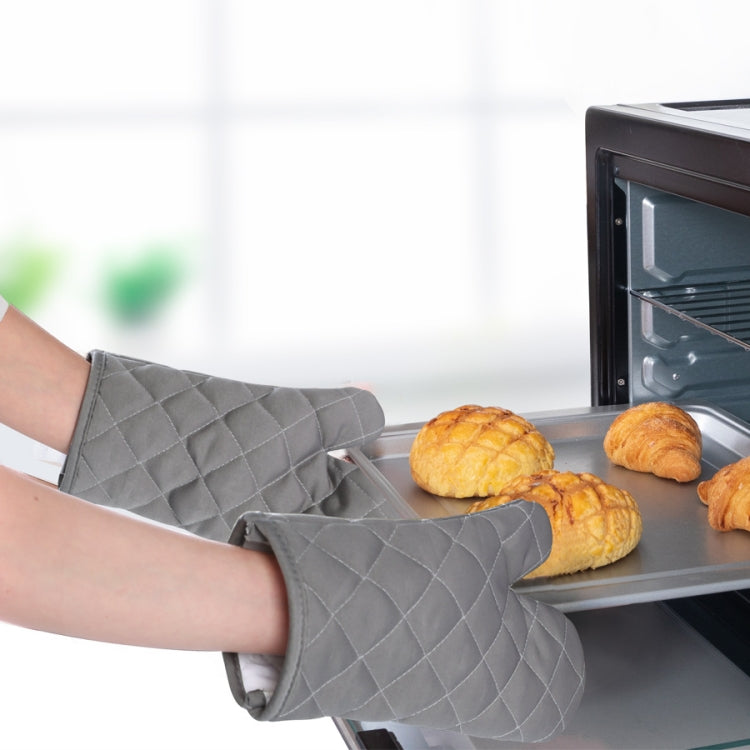 Cotton Insulated Diamond Thickened Gloves Hookable Storage Oven Microwave Baking Gloves(Gray)