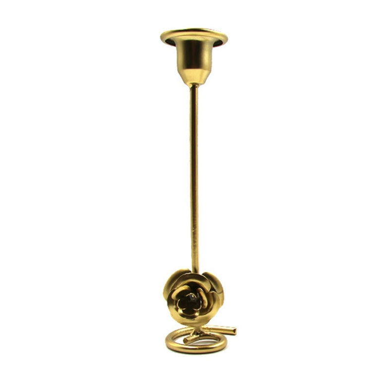 DH2304-01 Rose Carved Metal Candle Holder Bar Decoration Candlelight Dinner Candlesticks, Size: High Gold