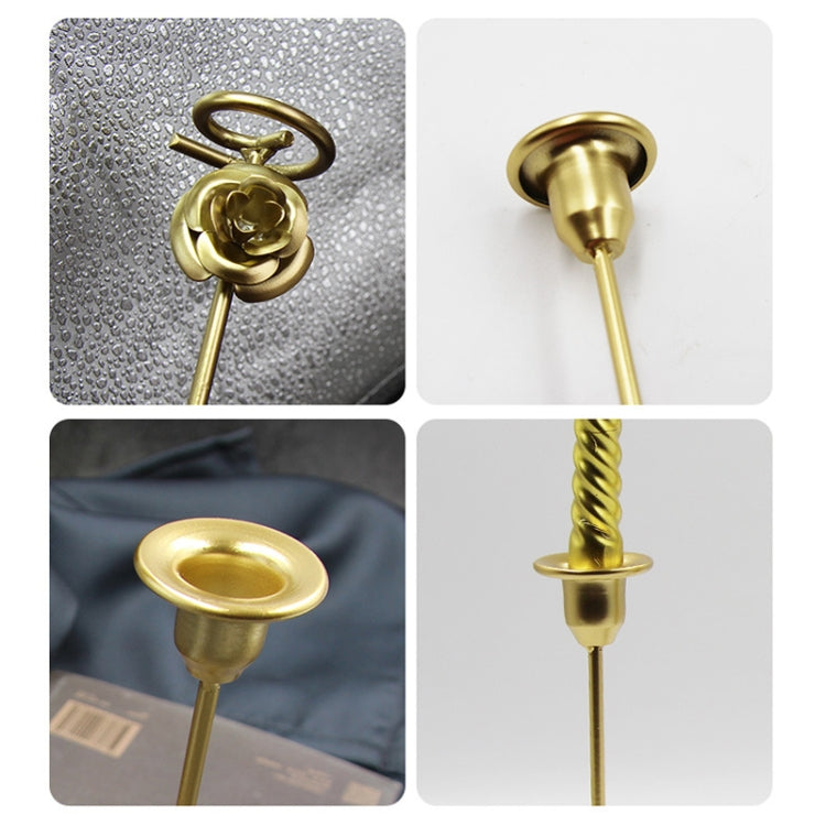 DH2304-01 Rose Carved Metal Candle Holder Bar Decoration Candlelight Dinner Candlesticks, Size: Medium Gold