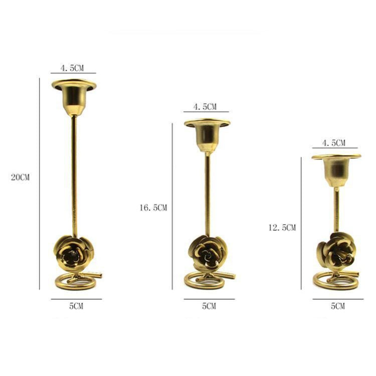 DH2304-01 Rose Carved Metal Candle Holder Bar Decoration Candlelight Dinner Candlesticks, Size: Short Gold