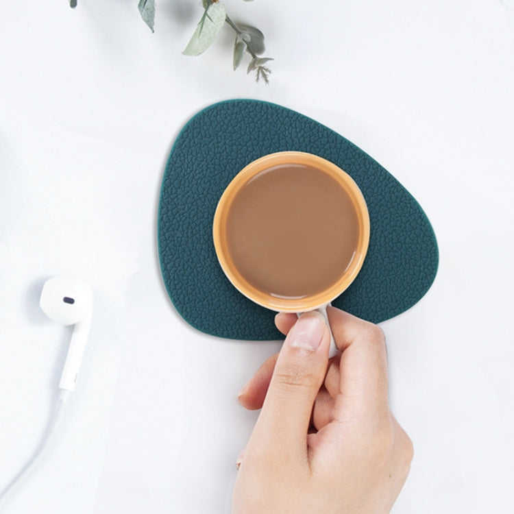 10pcs Teardrop-Shaped Silicone Table Insulation Mat Leather Textured Kitchen Cup And Pot Mat(Blue)