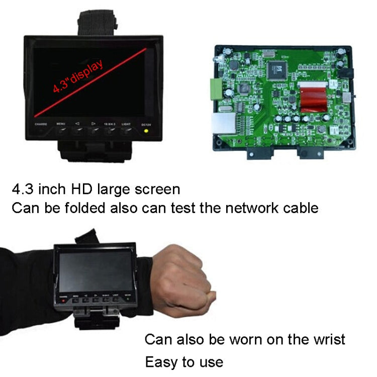 JSK-4300B 4.3 inch Handheld 12V Output Network Cable Monitoring Tester(With EU Plug Power Adapter)