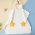 60x120cm Kids Bath Towel Thickened High Density Coral Fleece Hooded Cloak Water Absorbent Cape(White)