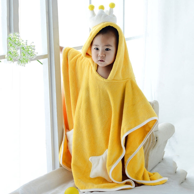 60x120cm Kids Bath Towel Thickened High Density Coral Fleece Hooded Cloak Water Absorbent Cape(White)
