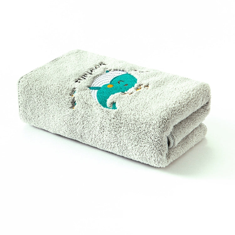 Coral Fleece Cartoon Embroidery Towel Kid Household Thickened Soft Absorbent Towel(Gray)