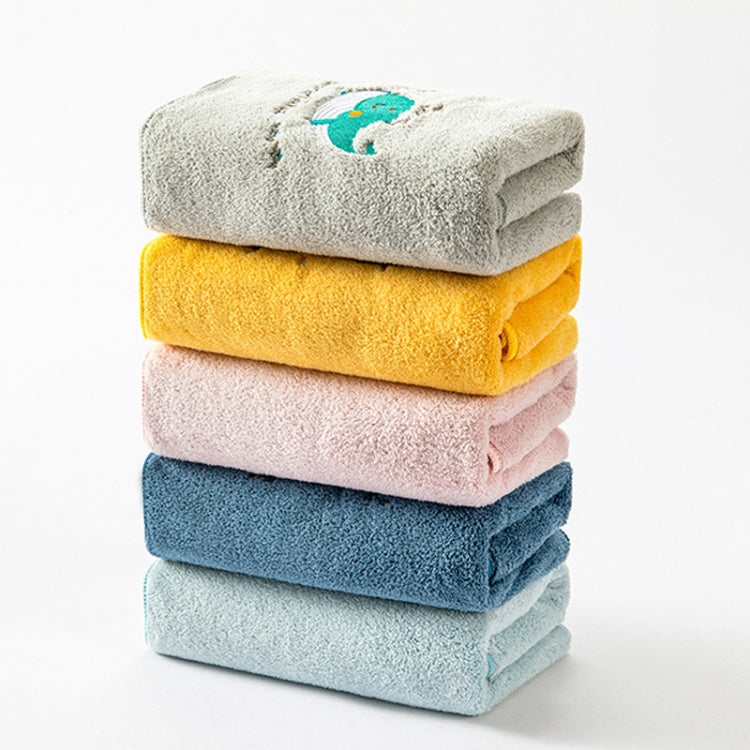 Coral Fleece Cartoon Embroidery Towel Kid Household Thickened Soft Absorbent Towel(Gray)