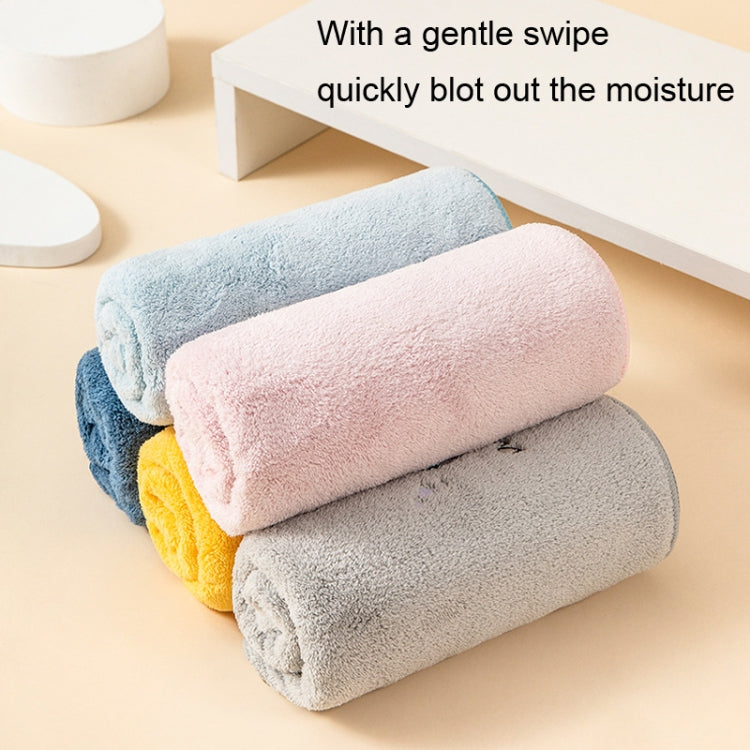 Coral Fleece Cartoon Embroidery Towel Kid Household Thickened Soft Absorbent Towel(Yellow)