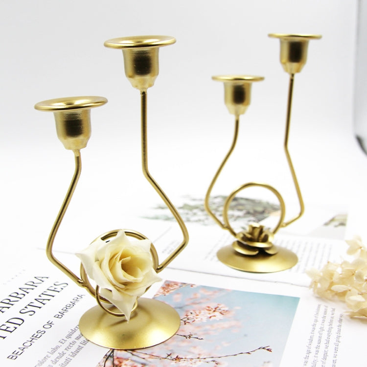 Wrought Iron Double-Headed Candle Holder Party Wedding Table Decoration Candlesticks(Iron)