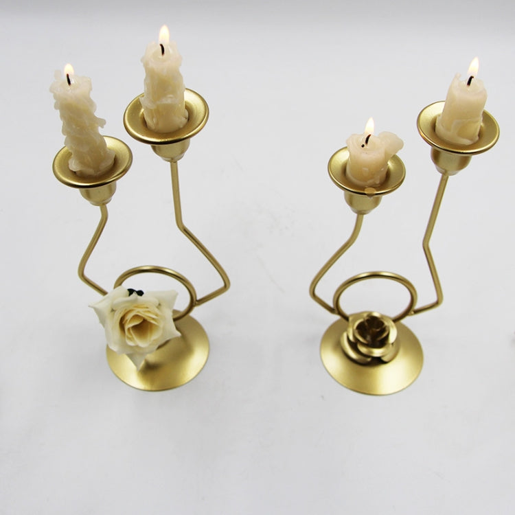 Wrought Iron Double-Headed Candle Holder Party Wedding Table Decoration Candlesticks(Iron)