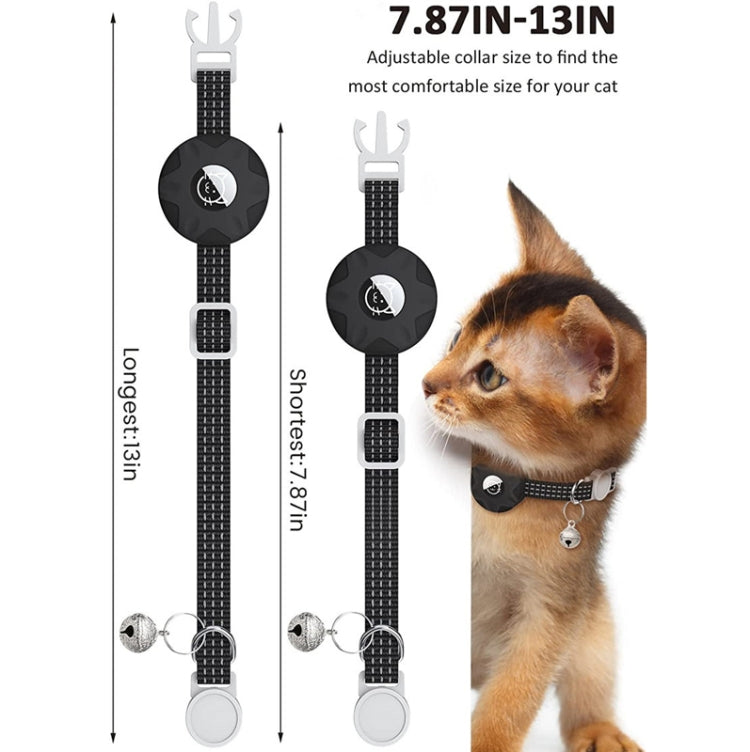For AirTag Tracker Silicone Case Reflective Pet Cat Collar With Bell(Luminous Yellow)
