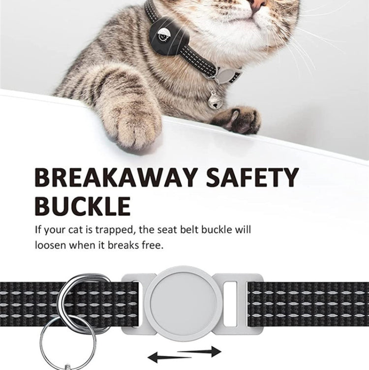 For AirTag Tracker Silicone Case Reflective Pet Cat Collar With Bell(Pink)