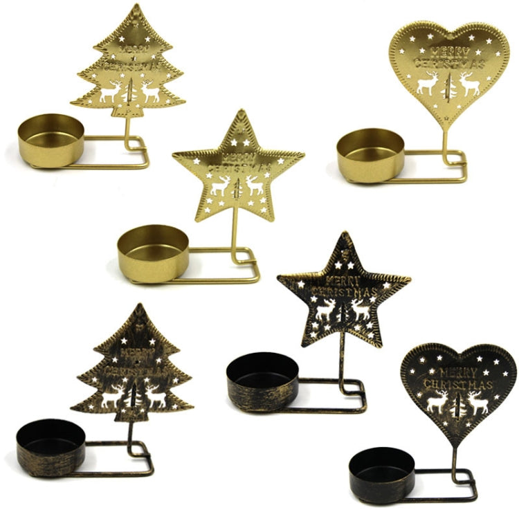 Christmas A Gold DH2303-03 Metal Retro Iron Art Candlesticks Ornament Table Candle Cup Decoration Props