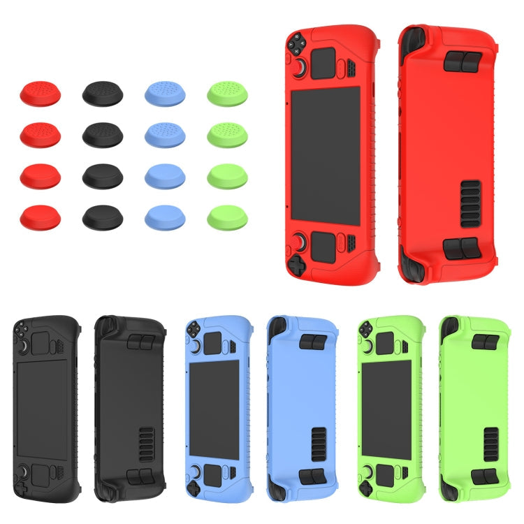 For Steam Deck Game Controller Soft Silicone Protective Cover Case With 4pcs Key Cap(Red)