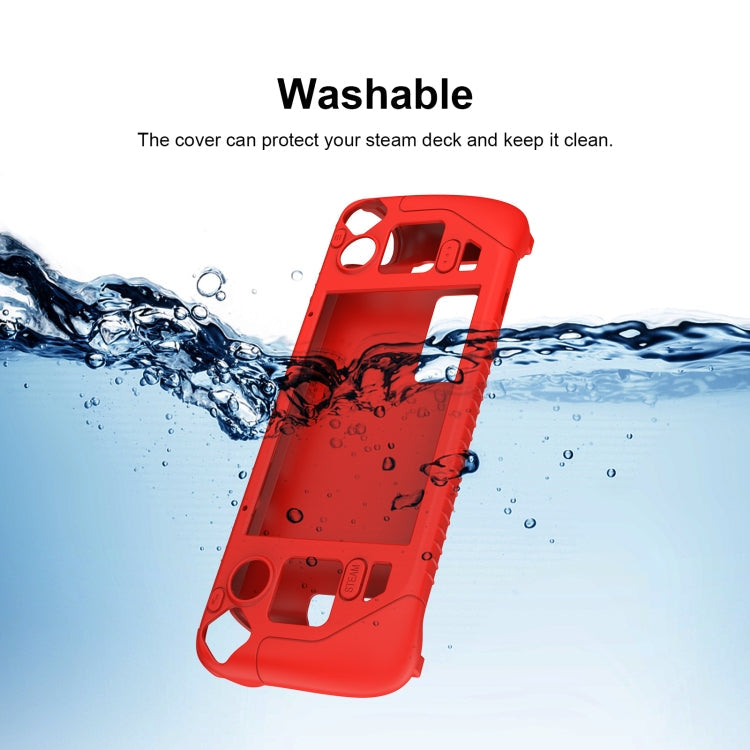 For Steam Deck Game Controller Soft Silicone Protective Cover Case With 4pcs Key Cap(Luminous Blue)