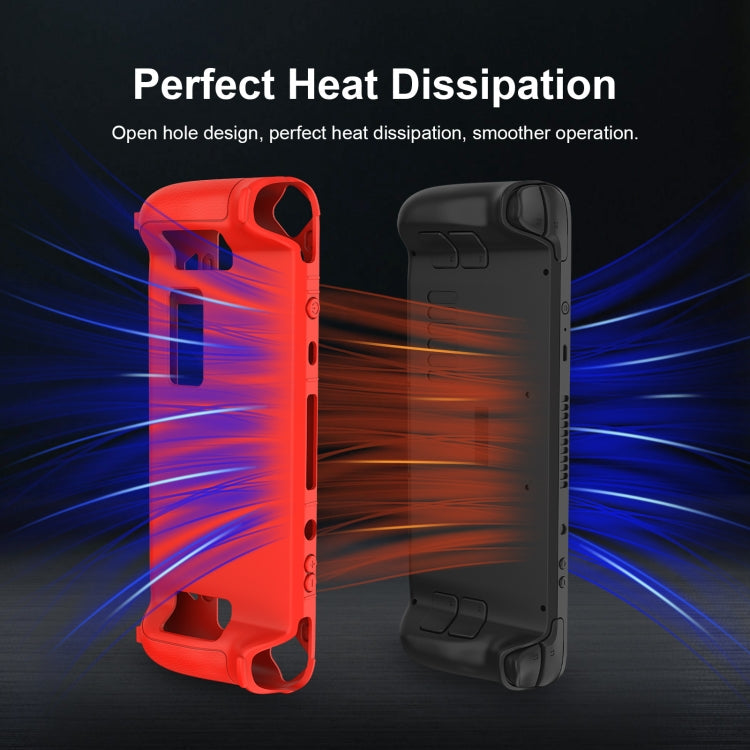 For Steam Deck Game Controller Soft Silicone Protective Cover Case With 4pcs Key Cap(Red)