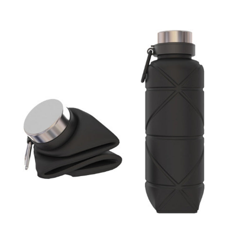 700ml Outdoor Silicone Folding Water Cup Telescopic Water Bottle Travel Drinking Cup With Carabiner(Black)