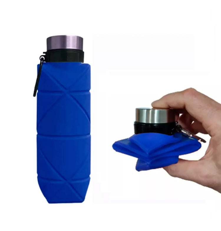 700ml Outdoor Silicone Folding Water Cup Telescopic Water Bottle Travel Drinking Cup With Carabiner(Blue)