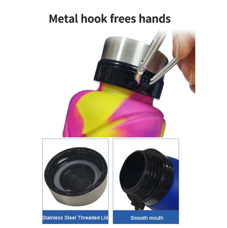 700ml Outdoor Silicone Folding Water Cup Telescopic Water Bottle Travel Drinking Cup With Carabiner(Black)