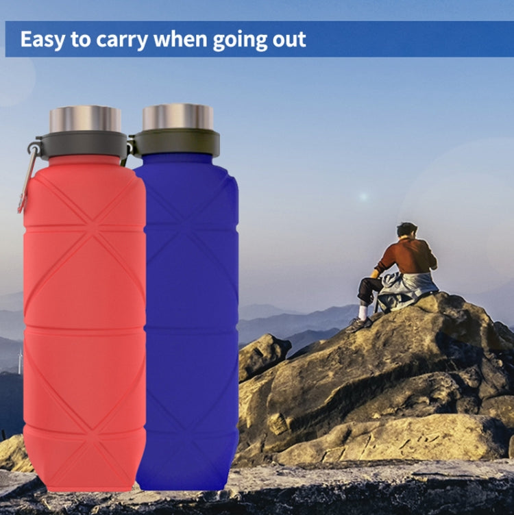 700ml Outdoor Silicone Folding Water Cup Telescopic Water Bottle Travel Drinking Cup With Carabiner(Grey)