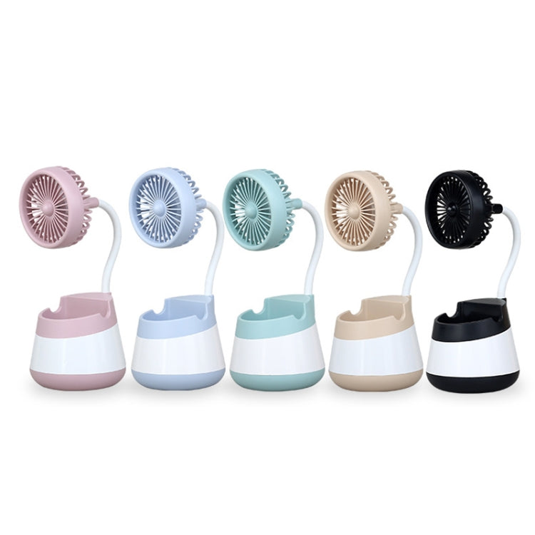 276A USB Charging Desktop Pen Holder Fan with Phone Holder Function Dormitory Portable Fan(Pink)