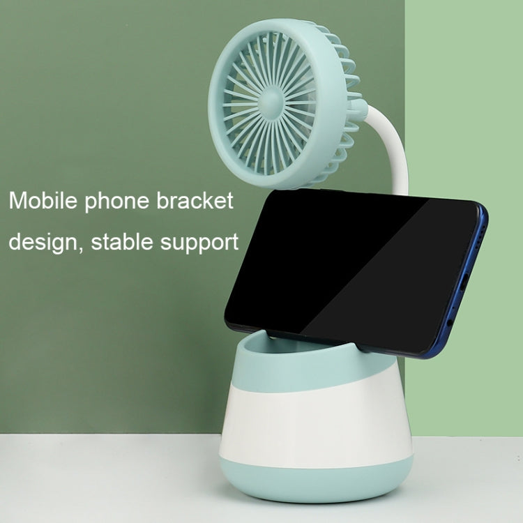 276A USB Charging Desktop Pen Holder Fan with Phone Holder Function Dormitory Portable Fan(Black)