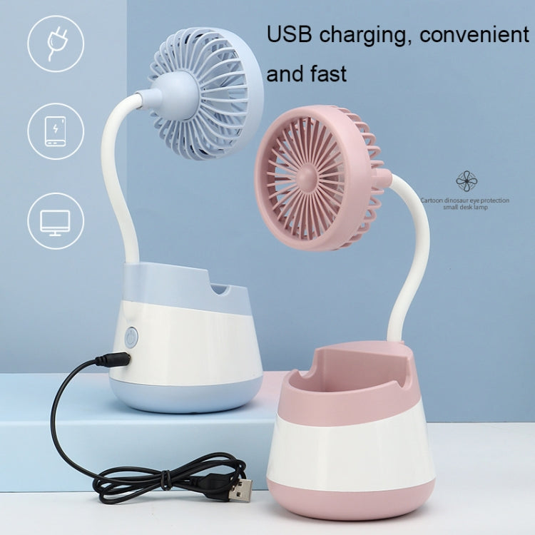 276A USB Charging Desktop Pen Holder Fan with Phone Holder Function Dormitory Portable Fan(Pink)