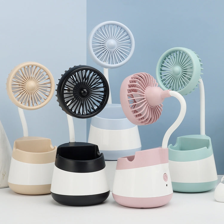 276A USB Charging Desktop Pen Holder Fan with Phone Holder Function Dormitory Portable Fan(Green)