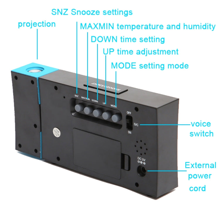 8290 Electronic Colour Screen Weather Clock Weather Forecast Projection Clock Rotatable Digital Clock Without USB Cable