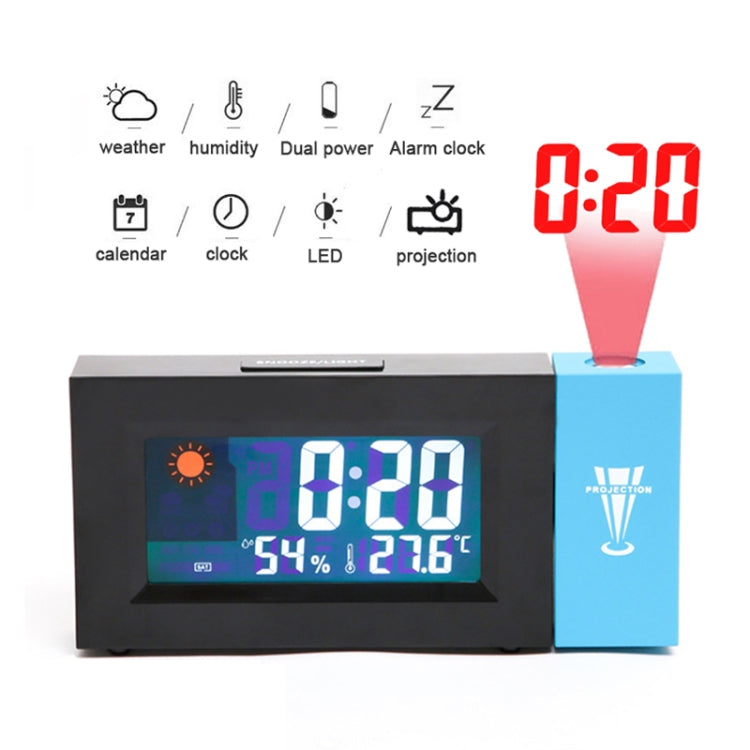 8290 Electronic Colour Screen Weather Clock Weather Forecast Projection Clock Rotatable Digital Clock With USB Cable