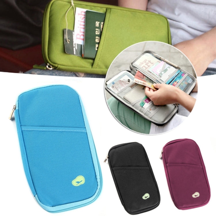 Travel Storage Passport Document Bag Multifunctional Ticket Holder Card Holder(Blue)