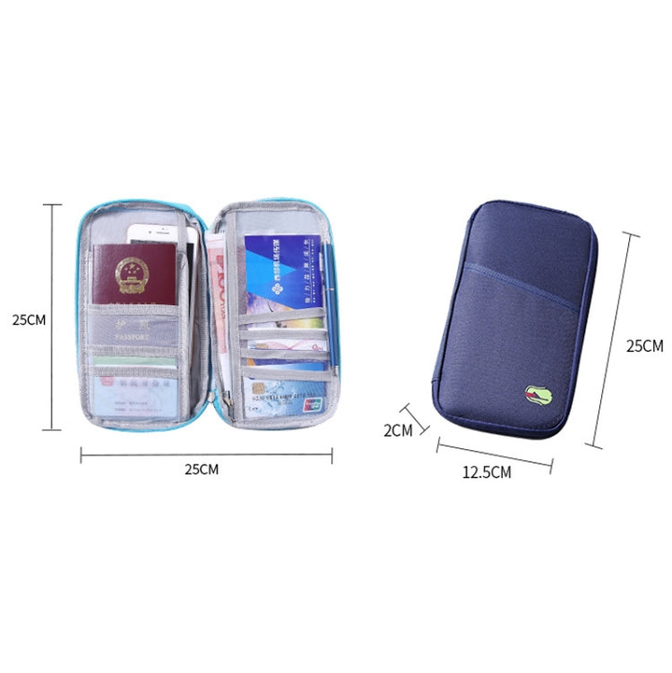 Travel Storage Passport Document Bag Multifunctional Ticket Holder Card Holder(Blue)