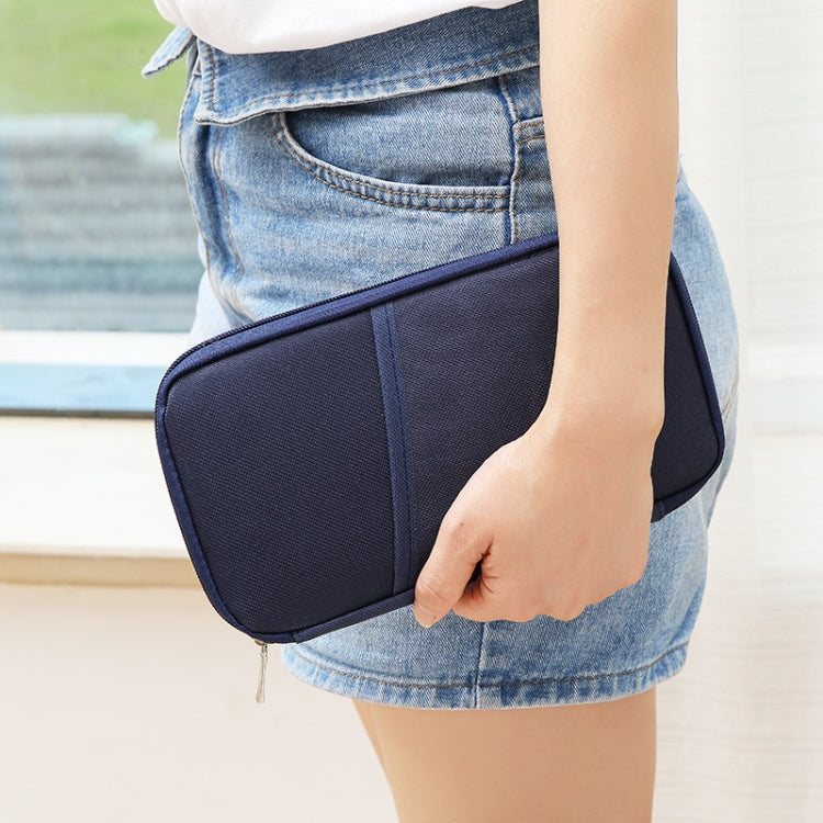 Travel Storage Passport Document Bag Multifunctional Ticket Holder Card Holder(Blue)