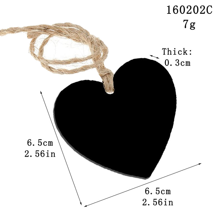 10pcs/Set Mini Hanging Wooden Message Board Home Holiday Decor Lanyard Chalkboard(Heart-shaped)