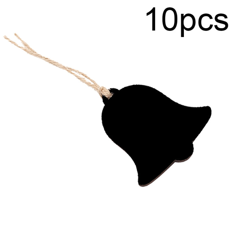10pcs/Set Mini Hanging Wooden Message Board Home Holiday Decor Lanyard Chalkboard(Bell)