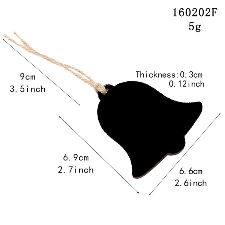 10pcs/Set Mini Hanging Wooden Message Board Home Holiday Decor Lanyard Chalkboard(Bell)