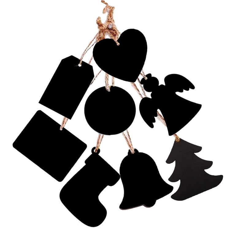 10pcs/Set Mini Hanging Wooden Message Board Home Holiday Decor Lanyard Chalkboard(Arched)