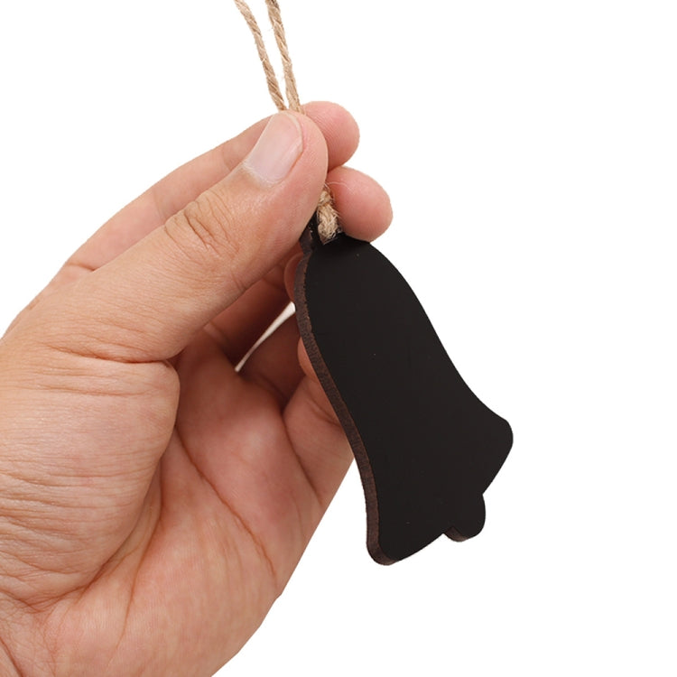 10pcs/Set Mini Hanging Wooden Message Board Home Holiday Decor Lanyard Chalkboard(Bell)