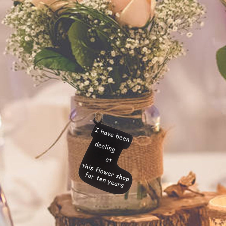 10pcs/Set Mini Hanging Wooden Message Board Home Holiday Decor Lanyard Chalkboard(Circular)