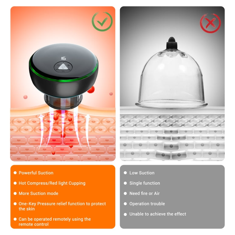 Intelligent Cupper With Breathing Light Electric Heated Scraping Instrument Meridian Unblocking Massage Instrument(Red)