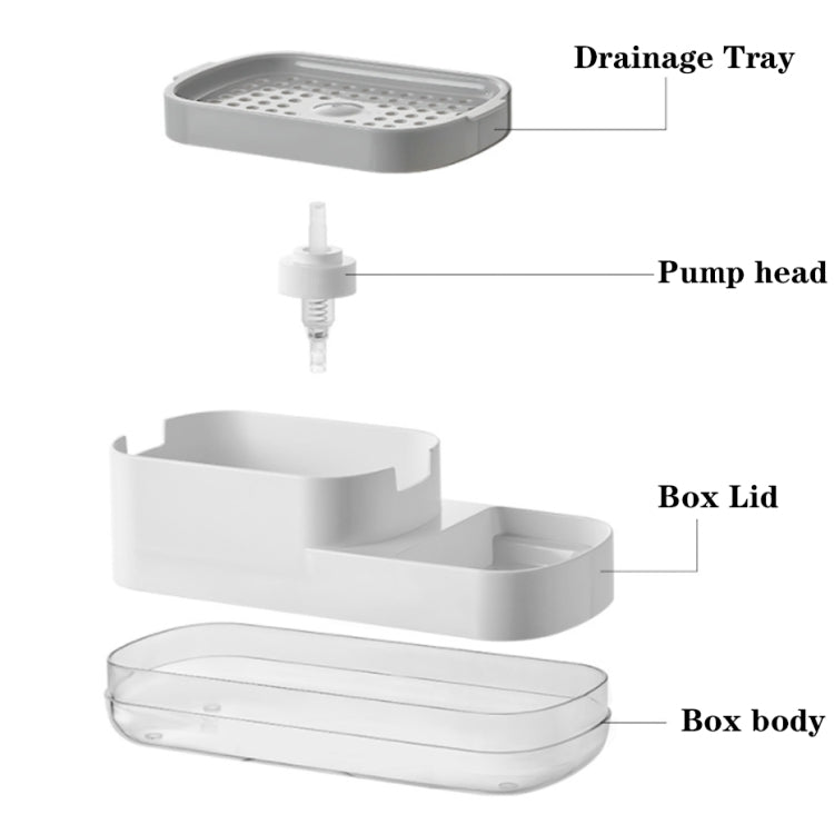 Soap Dispenser Bottle Automatic Liquid Soap Dispenser Kitchen Sponge Brush Storage Box(White)