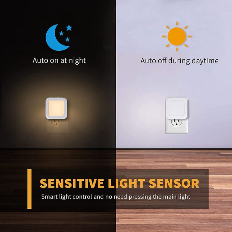 0.6W Stepless Dimming Induction Night Light Square Light Guide Plate Baby Night Light(US Plug)
